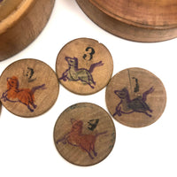 Early 20th C. Japanese Treen Boxed Horse Roulette Set