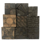 Set of Nine 1898 Pennsylvania Hand-carved Quilt Pattern Print Blocks