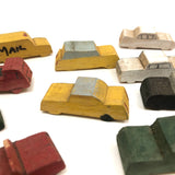 Pile of Homemade Painted Wooden Cars and Trucks