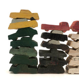 Pile of Homemade Painted Wooden Cars and Trucks