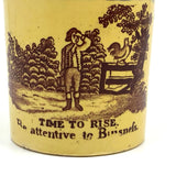 Time to Rise (and be not so very attentive to business), Early 19th C. Canary Yellow Child's Mug (Repaired Handle)