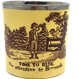 Time to Rise (and be not so very attentive to business), Early 19th C. Canary Yellow Child's Mug (Repaired Handle)