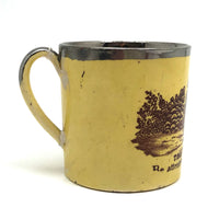 Time to Rise (and be not so very attentive to business), Early 19th C. Canary Yellow Child's Mug (Repaired Handle)