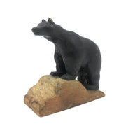 Sweet Old Carved Black Bear on Perch