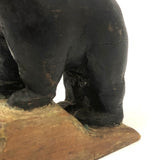 Sweet Old Carved Black Bear on Perch