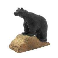 Sweet Old Carved Black Bear on Perch