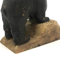 Sweet Old Carved Black Bear on Perch