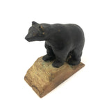 Sweet Old Carved Black Bear on Perch