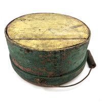 Large Bail Handle Antique Pantry Box in Chippy Pink Over Green over Yellow Paint (with Original Yellow Bottom), No Lid