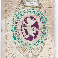 Forget Me Not, Lovely Little Victorian Paper Lace Valentine with Cupid