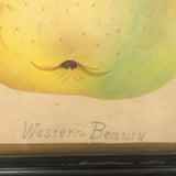 Western Beauty, 19th C. Theorem Painted Apple