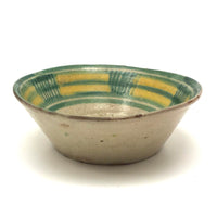 Radiant Old Mexican Folk Pottery Bowl in Yellow and Green