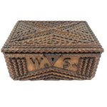 W. S's Excellent Old Chip Carved Cigar Box Wood Tramp Art Box