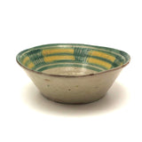 Radiant Old Mexican Folk Pottery Bowl in Yellow and Green