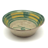 Radiant Old Mexican Folk Pottery Bowl in Yellow and Green