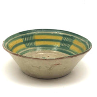 Radiant Old Mexican Folk Pottery Bowl in Yellow and Green