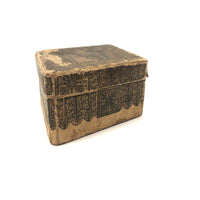 Curious 19th Century Papered Box with Interior Lion Engraving and Signed Japanese Paper Underside