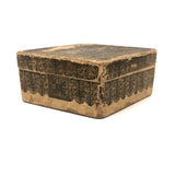 Curious 19th Century Papered Box with Interior Lion Engraving and Signed Japanese Paper Underside