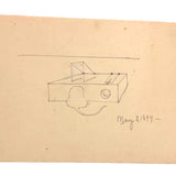 Charming Pair of 1899 Drawings: Mouse with Vessels + Mouse in Mousetrap!