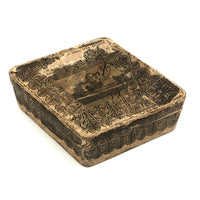 Curious 19th Century Papered Box with Interior Lion Engraving and Signed Japanese Paper Underside