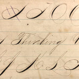 Section of 19th C. Penmanship Notebook with Block Letter  and Calligraphic Alphabets