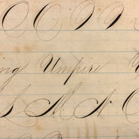 Section of 19th C. Penmanship Notebook with Block Letter  and Calligraphic Alphabets