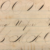 Section of 19th C. Penmanship Notebook with Block Letter  and Calligraphic Alphabets