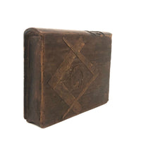 Fabulous Antique Hand-carved Bible with Inlaid Masonic Square and Compass