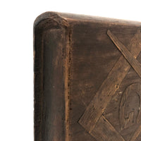 Fabulous Antique Hand-carved Bible with Inlaid Masonic Square and Compass