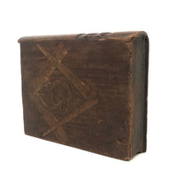 Fabulous Antique Hand-carved Bible with Inlaid Masonic Square and Compass