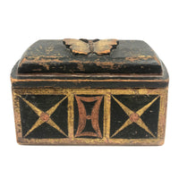 Wonderful 19th C. Carved Out Box with Butterfly and Original Paint Decoration