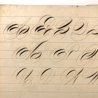 Section of 19th C. Penmanship Notebook with Block Letter  and Calligraphic Alphabets