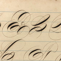 Section of 19th C. Penmanship Notebook with Block Letter  and Calligraphic Alphabets