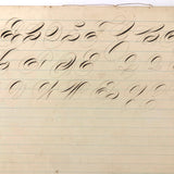 Section of 19th C. Penmanship Notebook with Block Letter  and Calligraphic Alphabets