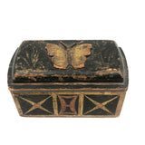 Wonderful 19th C. Carved Out Box with Butterfly and Original Paint Decoration