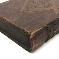 Fabulous Antique Hand-carved Bible with Inlaid Masonic Square and Compass