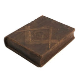 Fabulous Antique Hand-carved Bible with Inlaid Masonic Square and Compass