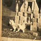 Winsome Child with Excellent Toy Tower, Antique Mounted Photograph