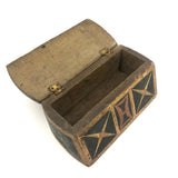 Wonderful 19th C. Carved Out Box with Butterfly and Original Paint Decoration