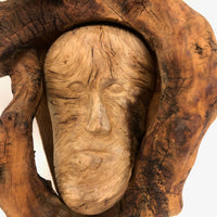 Man of the Wood, Great Old Dramatically Encircled Carved Burl Face