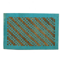 Teal and Gold Signed Antique Paper Weave