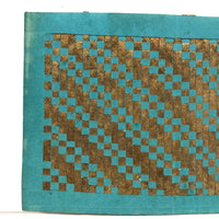 Teal and Gold Signed Antique Paper Weave