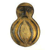 SOLD Curious Frowning Face Brass (Leather? Cookie?) Press