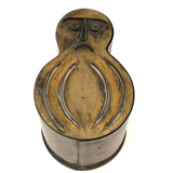 SOLD Curious Frowning Face Brass (Leather? Cookie?) Press