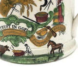 Long Life and Success to the Farmer, c. 1830s Excellent Condition Handpainted Transferware Mug