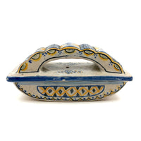 Lovely 19th Century Hand-painted French Faience Blotter in Blue and Yellow