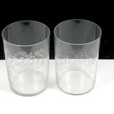 Mother + Father, Perfect Pair of Early 20th Century Stencil Etched Blown Glass Tumblers