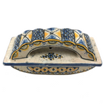 Lovely 19th Century Hand-painted French Faience Blotter in Blue and Yellow