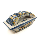 Lovely 19th Century Hand-painted French Faience Blotter in Blue and Yellow