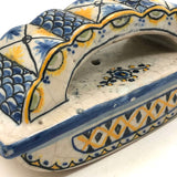 Lovely 19th Century Hand-painted French Faience Blotter in Blue and Yellow